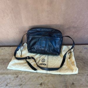 Rare Fendi vintage leather croc embossed leather crossbody bag camera bag